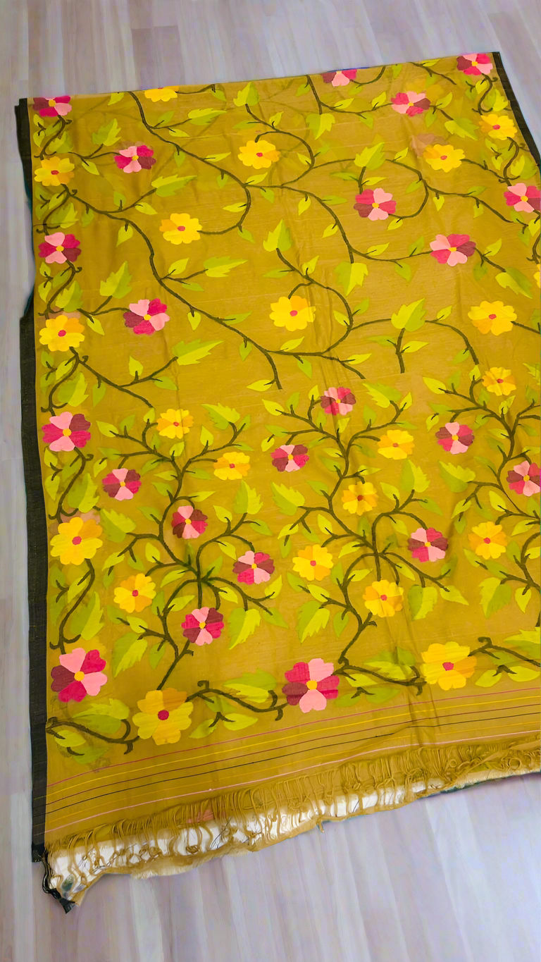 Cotton Tantuj jamdani saree haldi ceremony perfect saree - Tantuj cotton