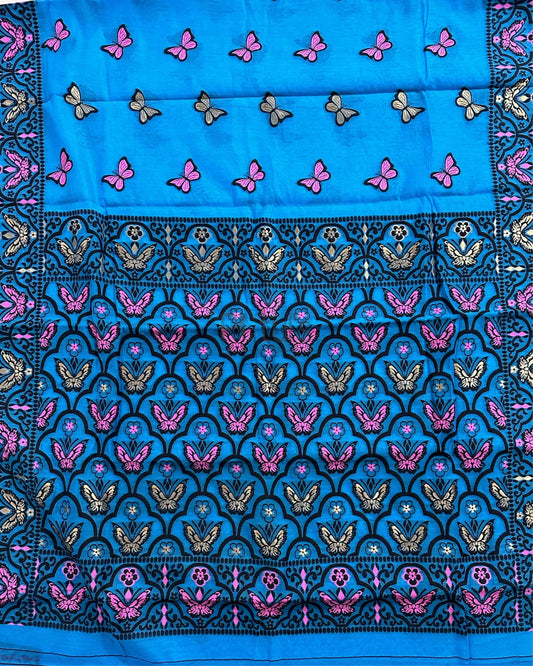 Butterfly 🦋 butterfly Bengal soft jamdani of Sky blue colour Putul's Fashion