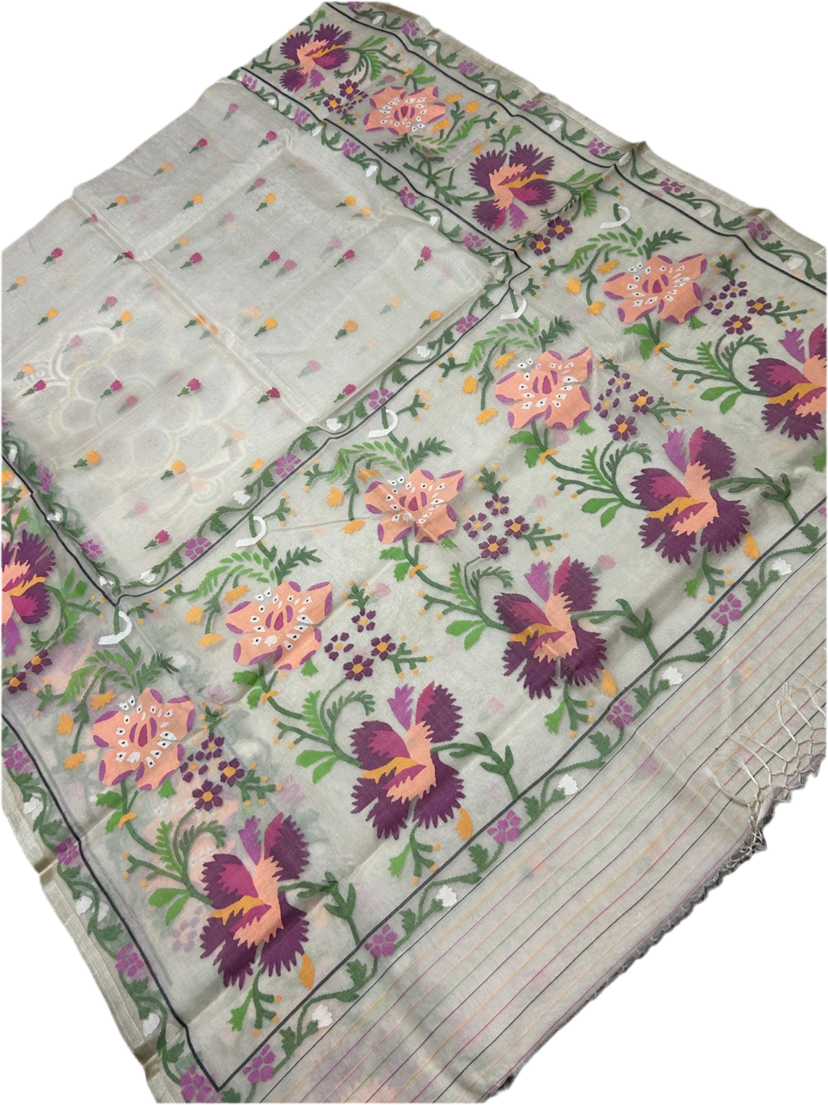 Muslin tantuj hand weaving jamdani saree