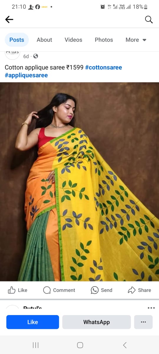 Applique work on handloom saree