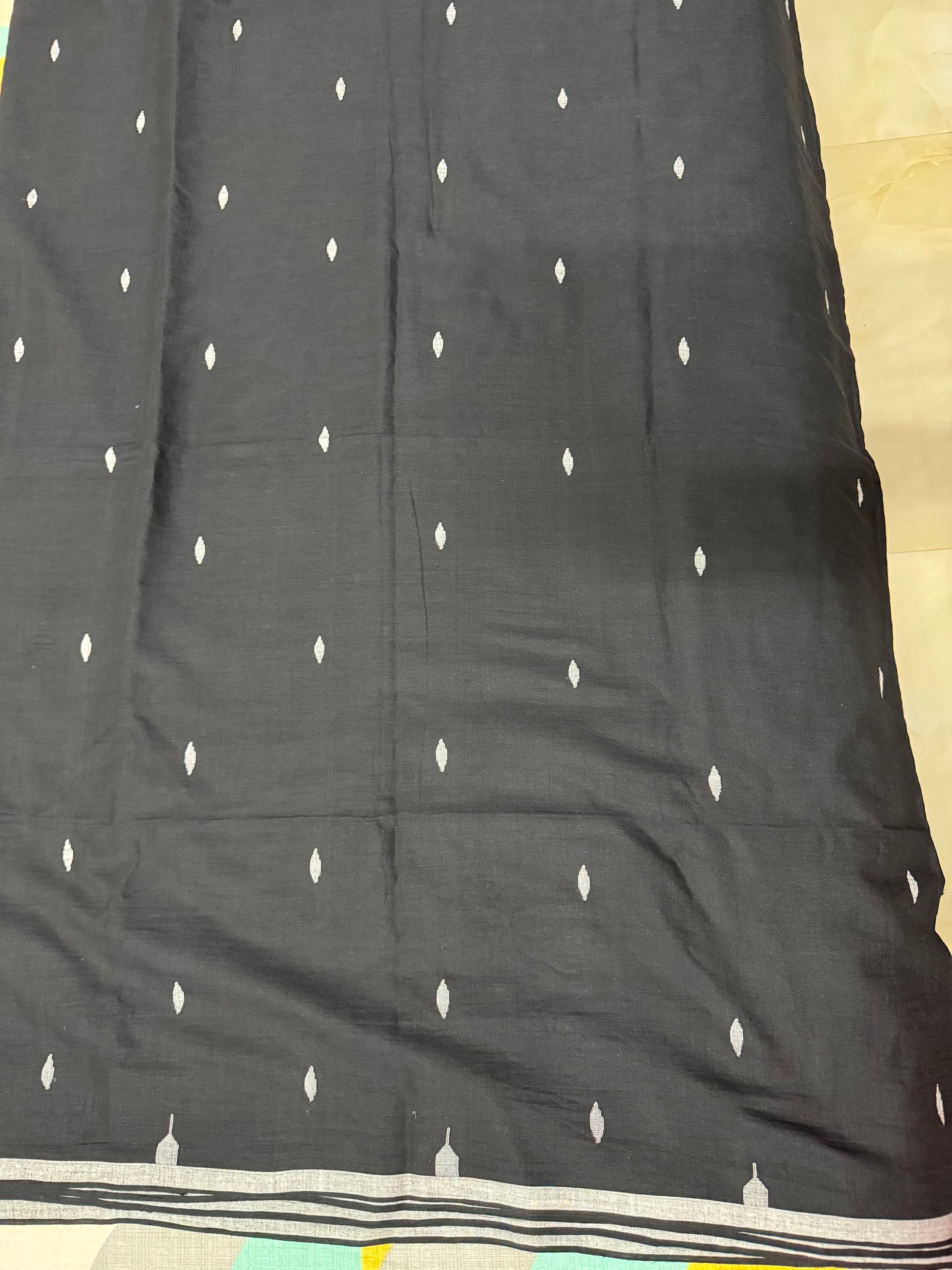 Black coloured cotton jamdani of burdwan