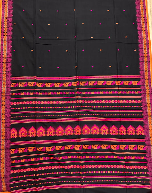 Dolabedi motif khadi cotton saree of black colour Putul's Fashion