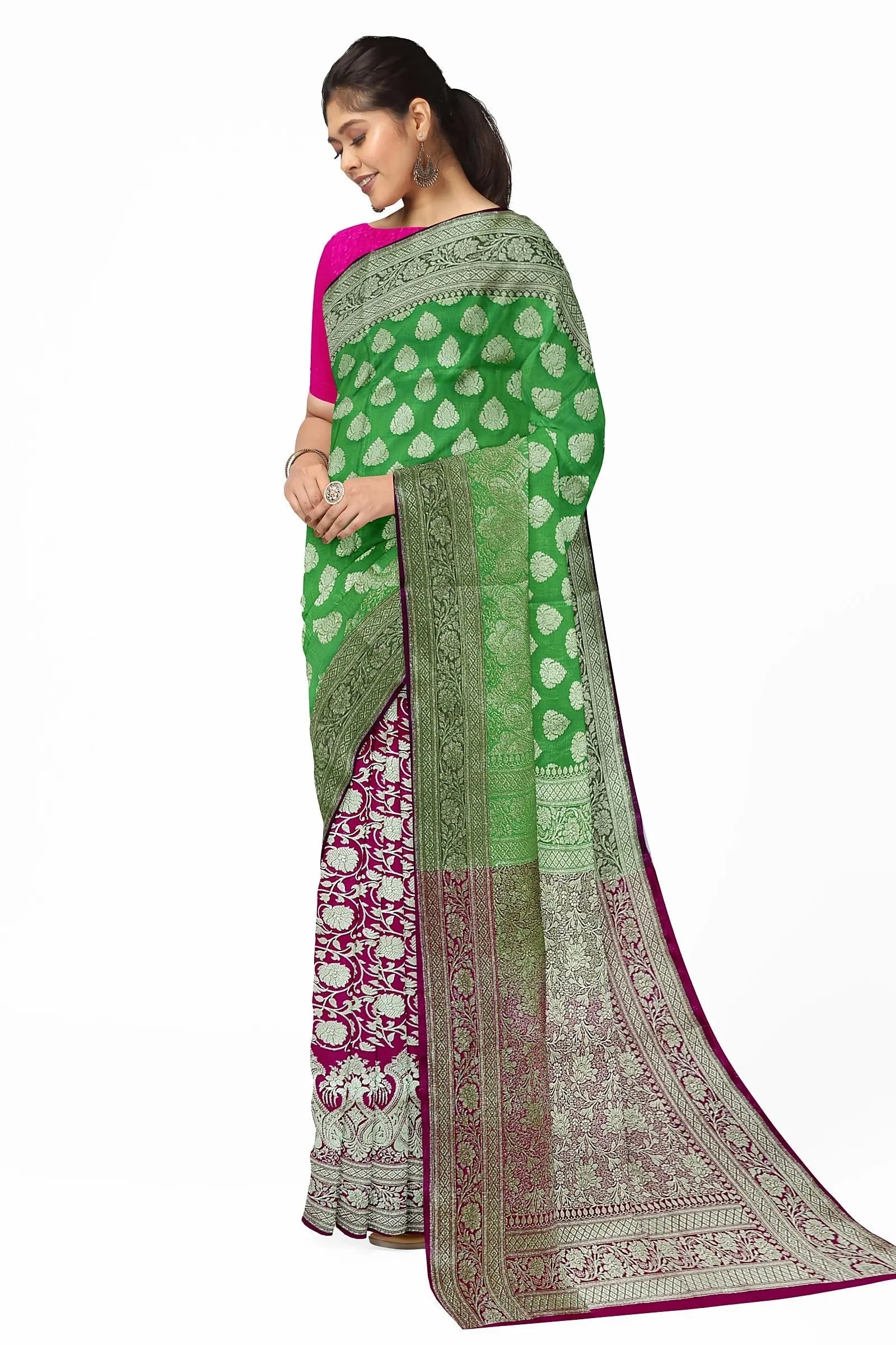 katan banarasi silk-parrot green rani Putul's fashion