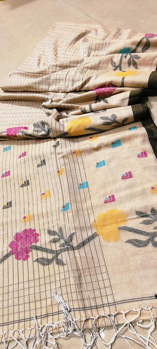 Hand weaving cotton jamdani saree - Cotton jamdani