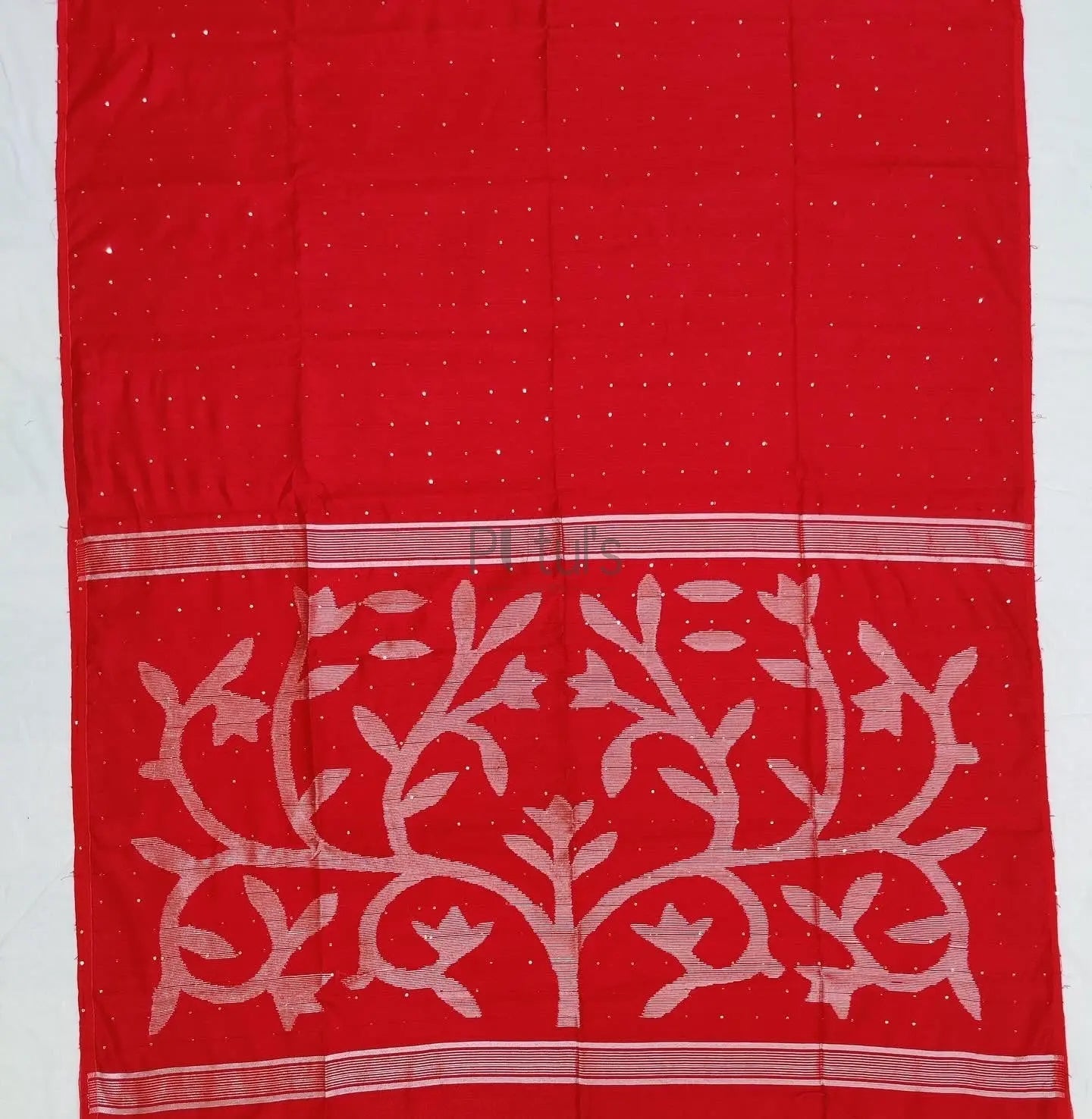 Red sequins saree with Jamdani pallu saree Putul's Fashion
