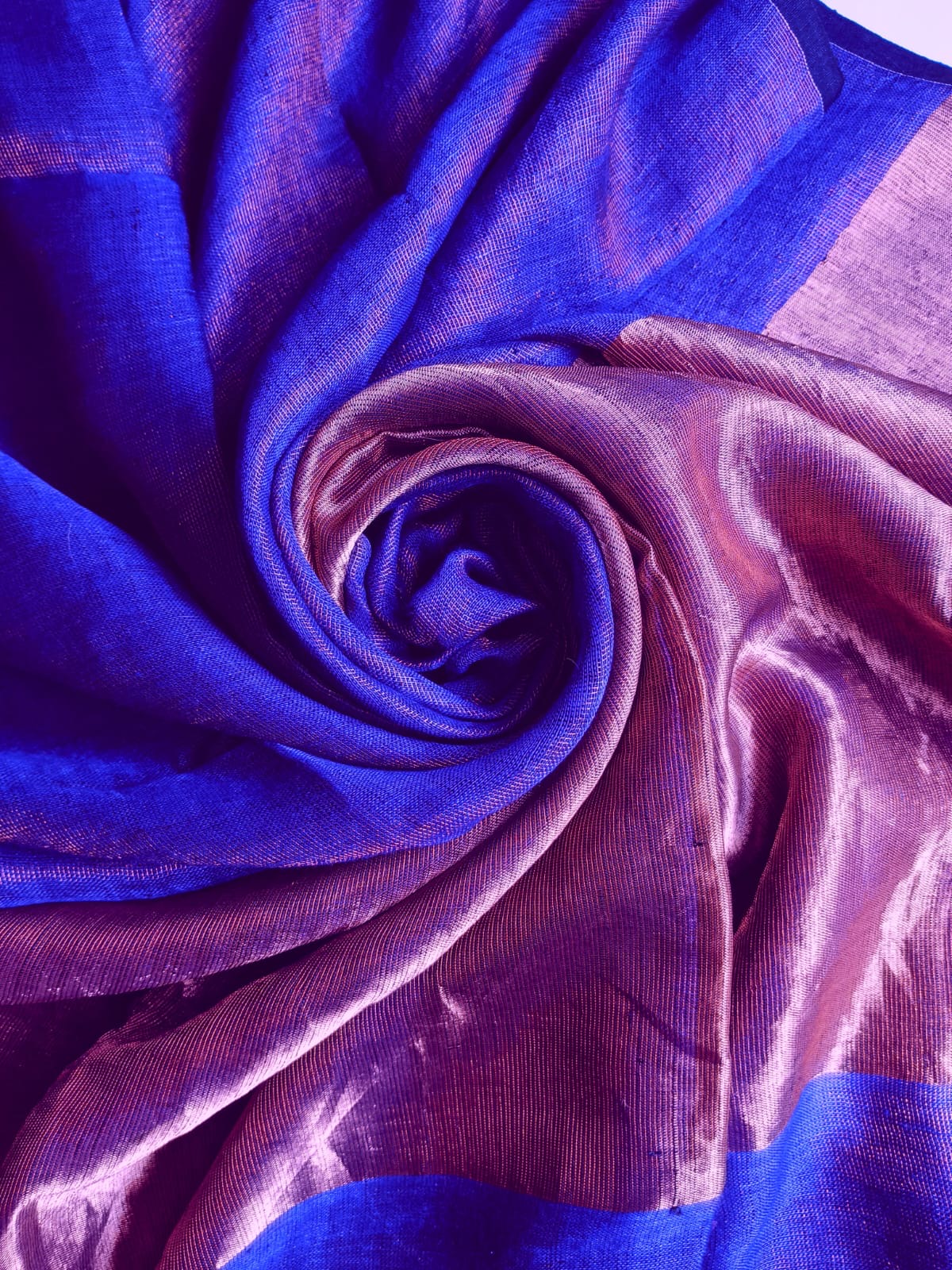 Metallic linen saree zari pallu - Blue