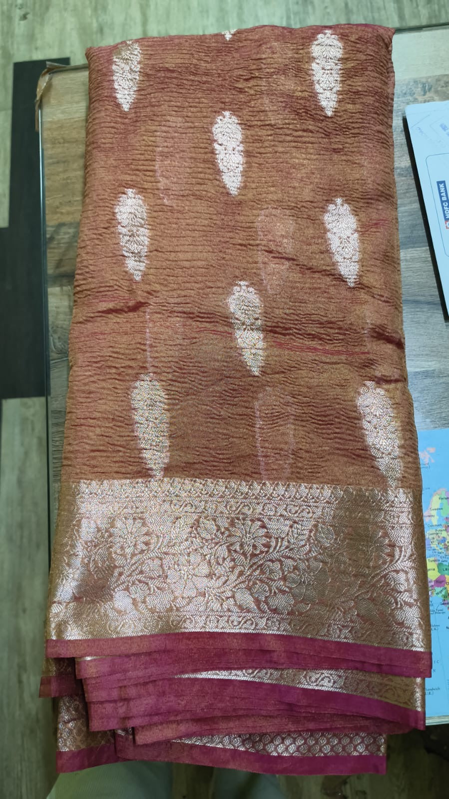 Dyeable crushed tissue silk banarasi saree