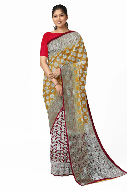 Benarasi Katan Yellow Red