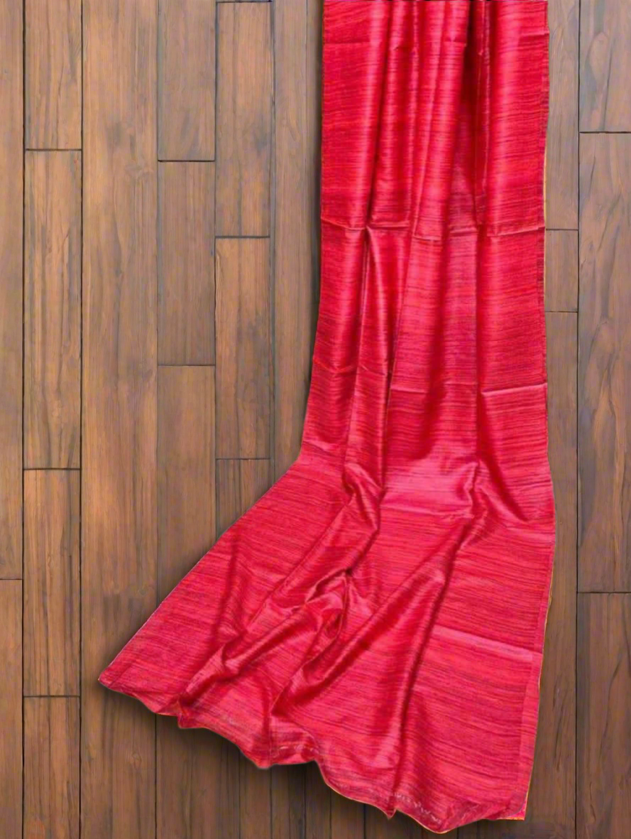 Single dye gicha tussar silk saree silk mark certified