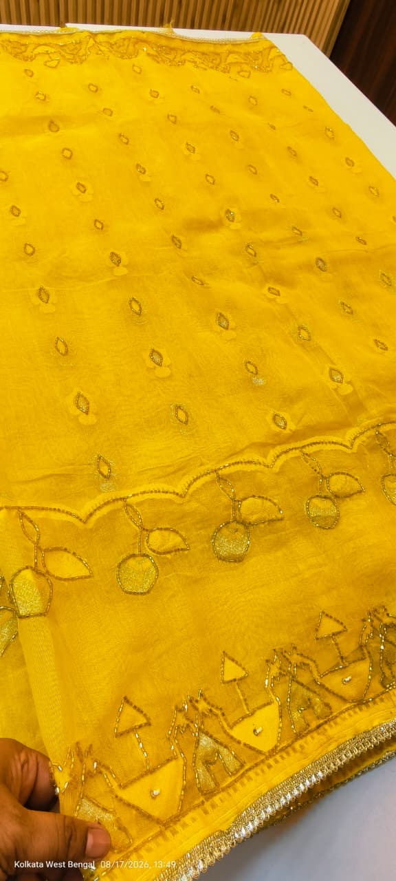 Karchupi work on kardana jamdani saree