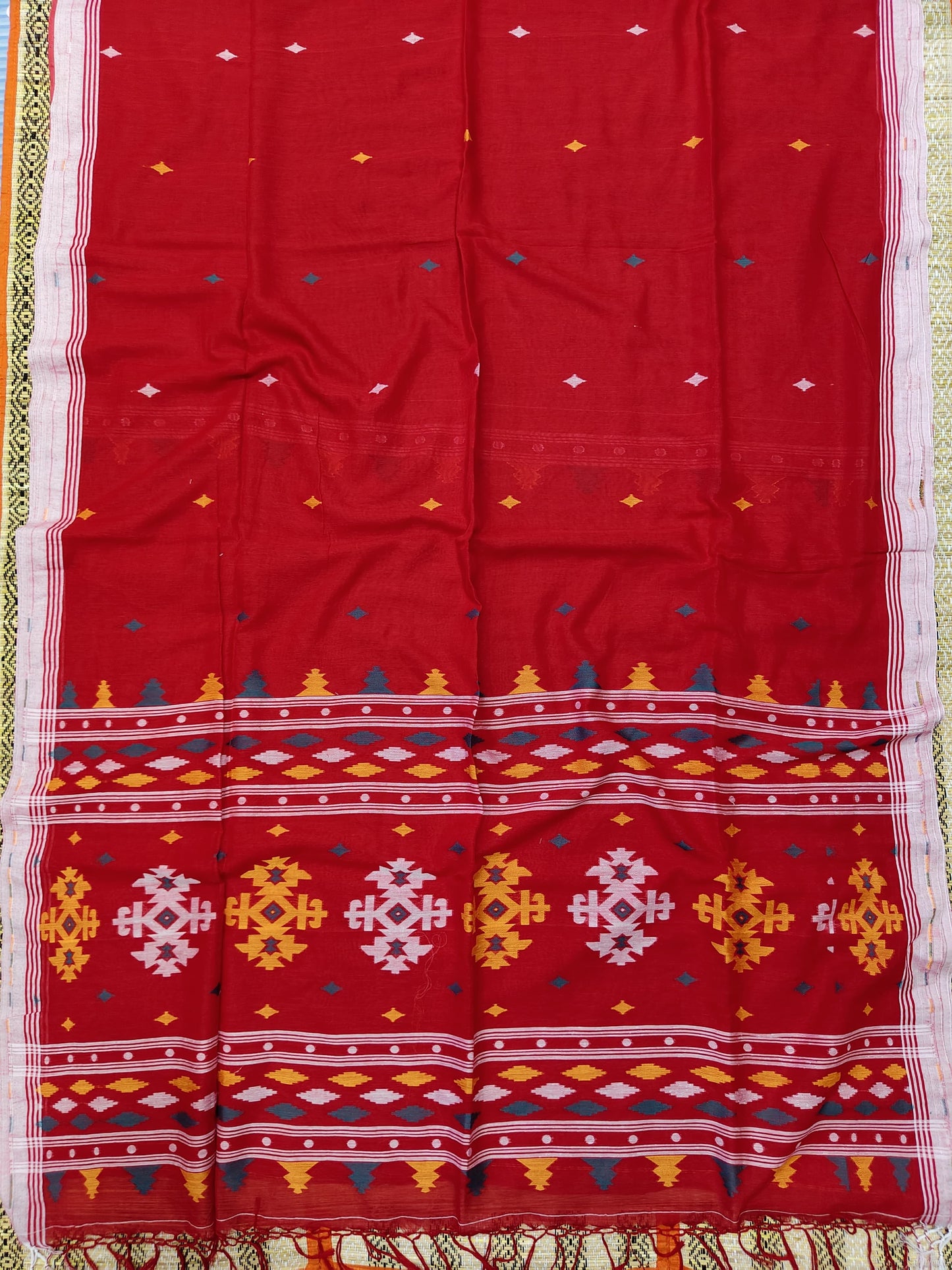 New Launch Cotton Jamdani Saree for Puja