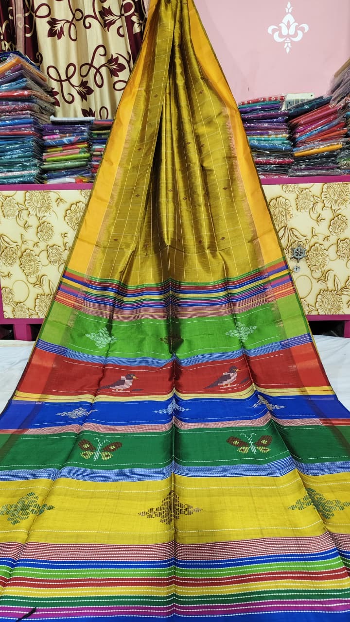 Bishnupur silk katan saree Berhampuri motif saree, weaved in Bengal, silk marked