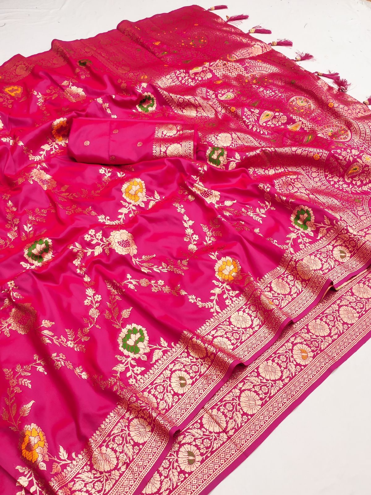 Minakari jaal katan silk saree