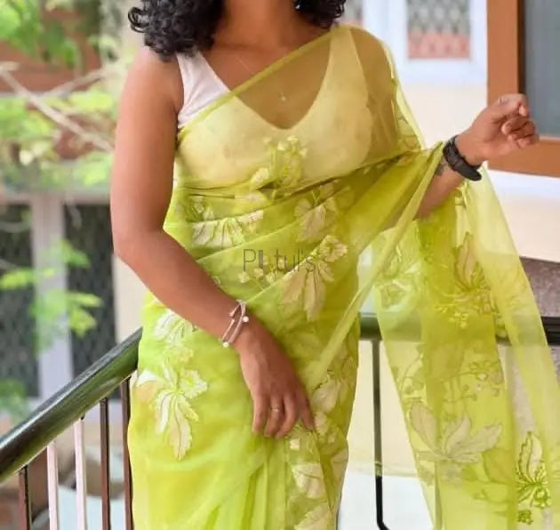 Organza embroidery saree Putul's Fashion