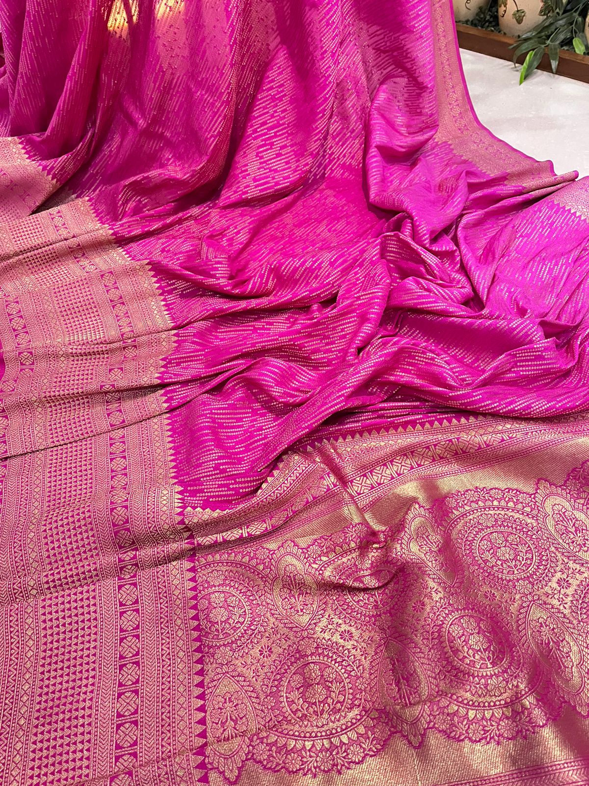 Khadi silk saree with rim jhim weaving