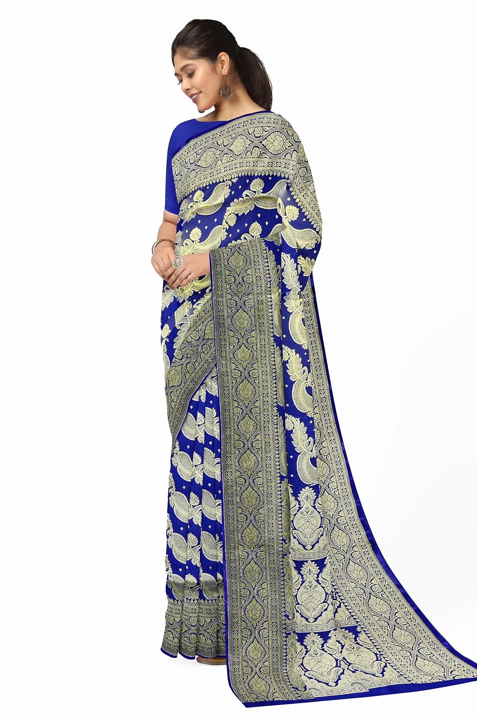 Katan banarasi kolka motif blue Putul's fashion