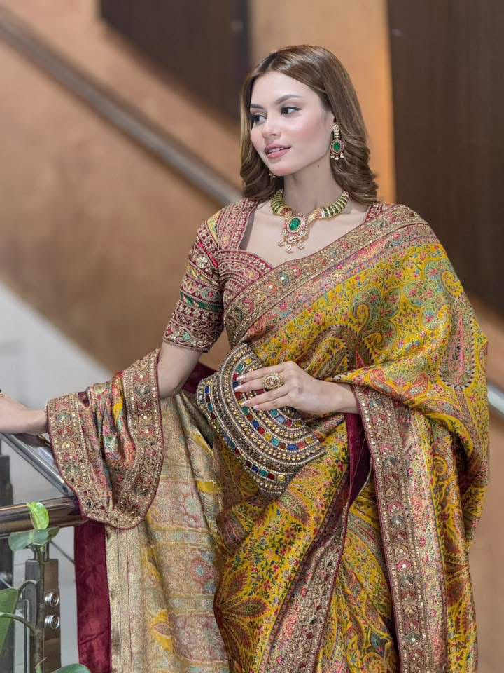 Maharani Kanni Silk Saree with Stitched Blouse