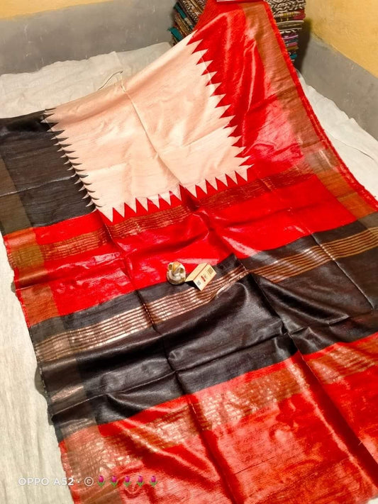 Ganga Yamuna border tussar gicha silk saree