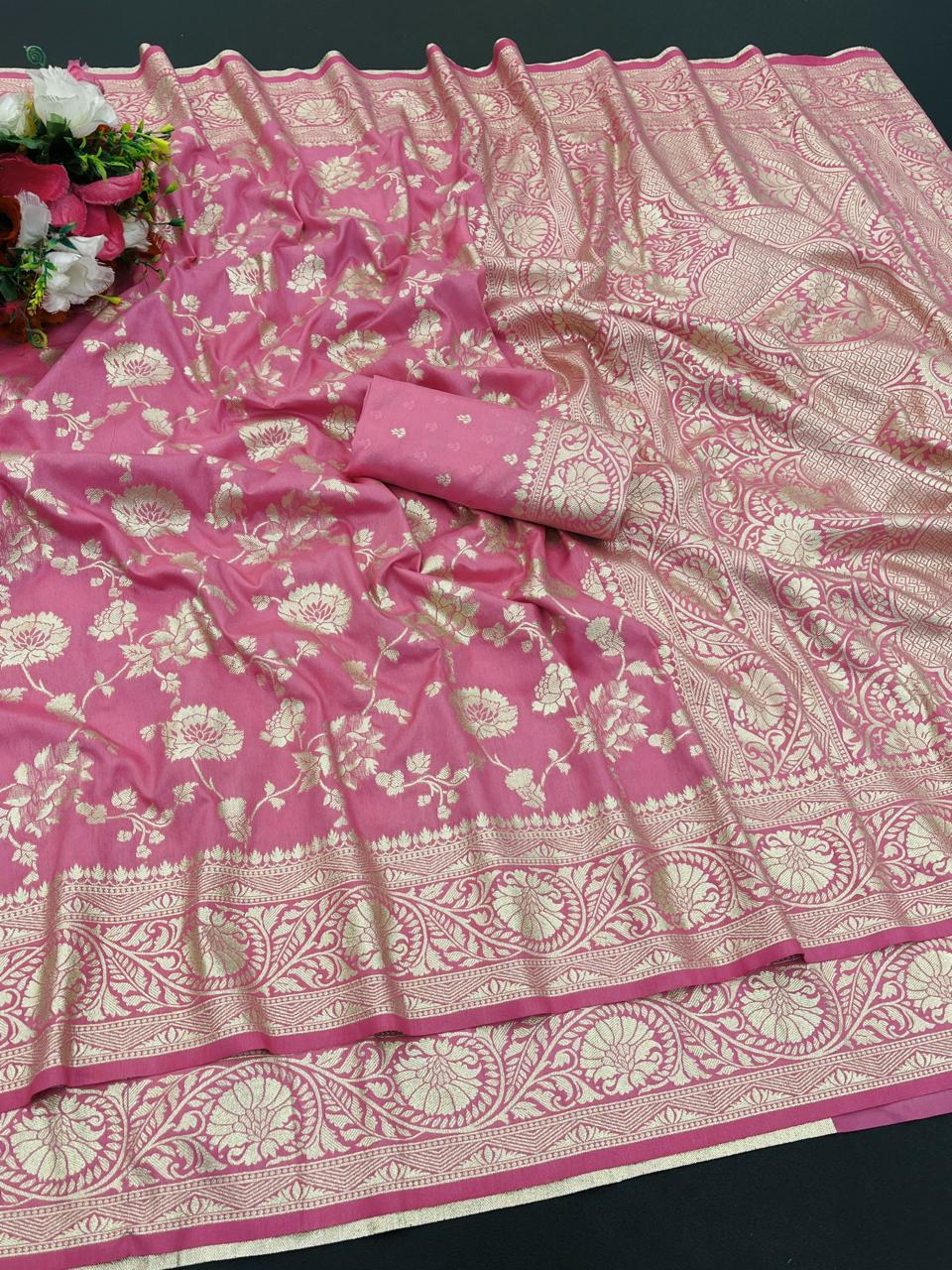Soft dola silk saree - Pink