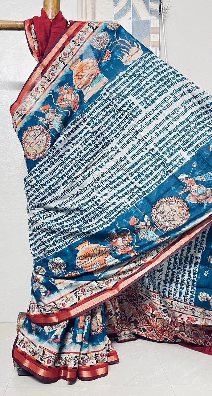 Sanskrit script paint on Chanderi silk