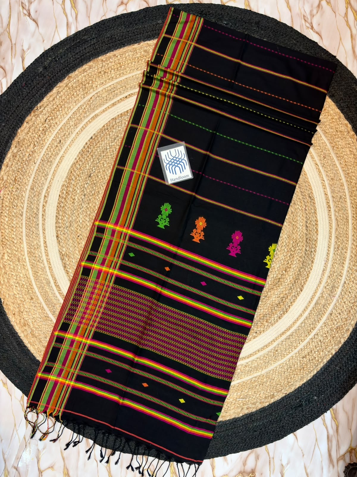 Cotton bi cotton jamdani saree of Bengal, tribal inspired design