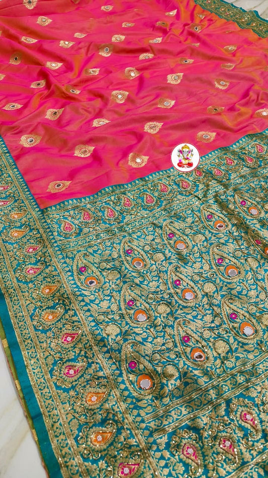 Kardana work katan silk saree