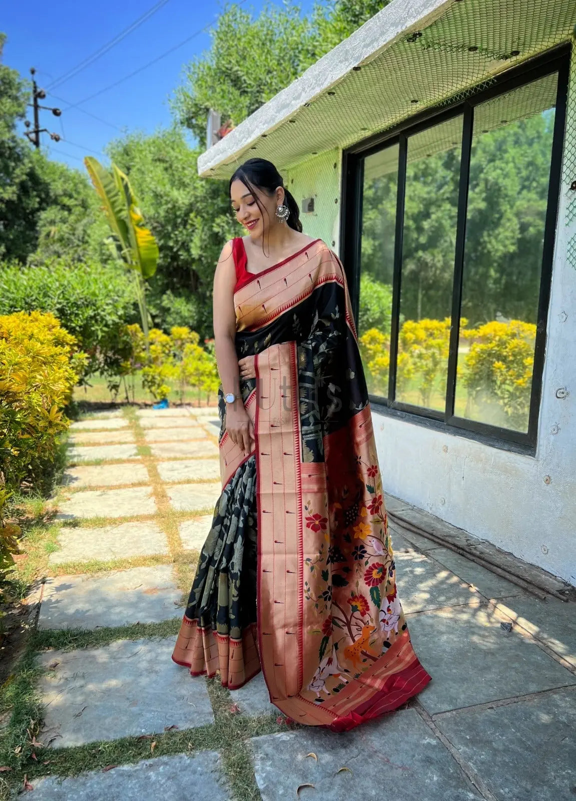 3D work on paithani silk saree Putul's Fashion