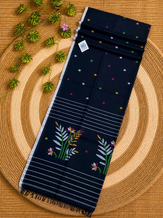 Cotton jamdani saree needle work