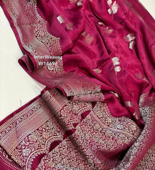 Mashru satin silk saree A royal affair - Maroon