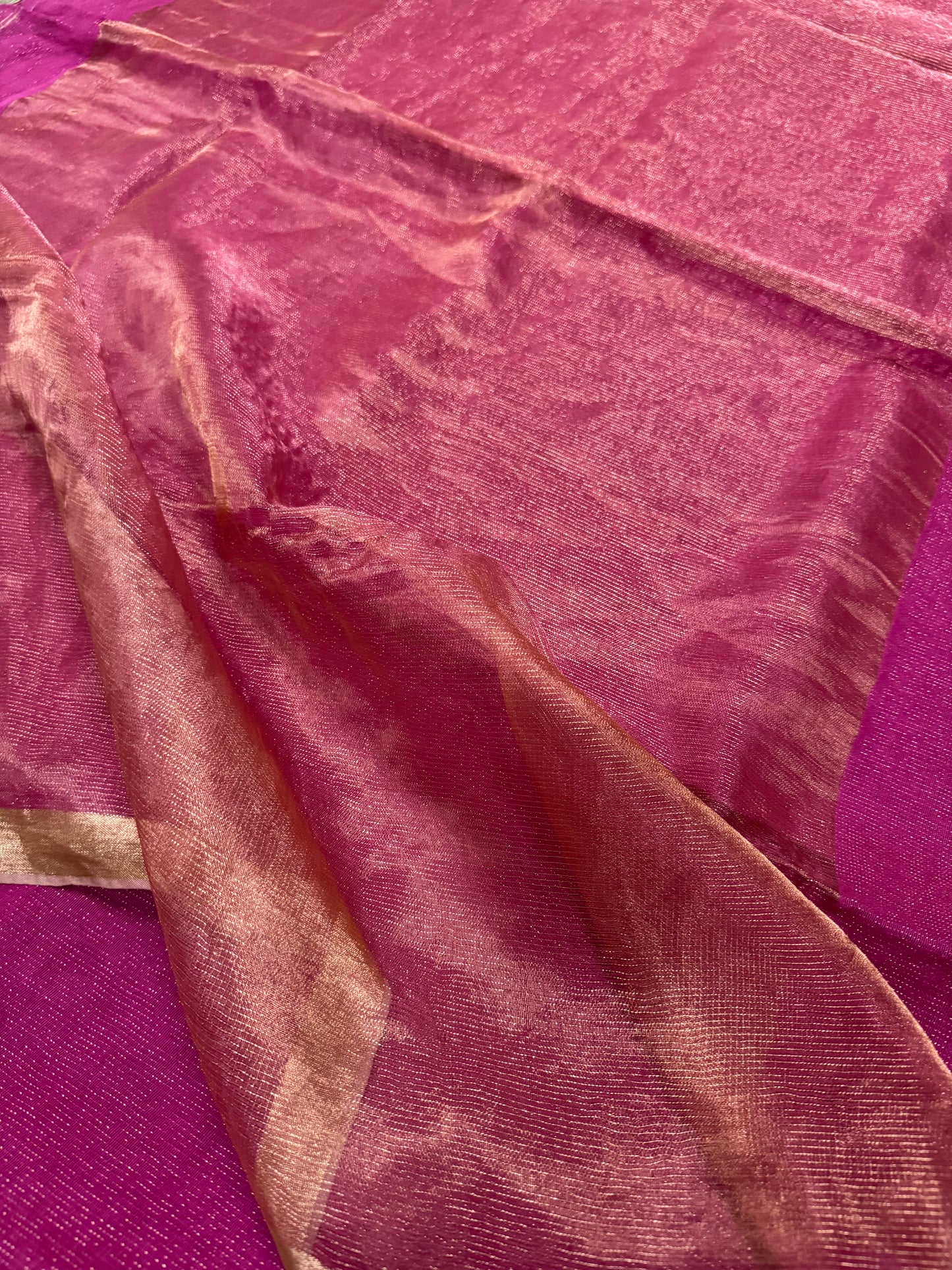 Metallic Linen Saree with Zari Weaving Border by Putul's Fashion