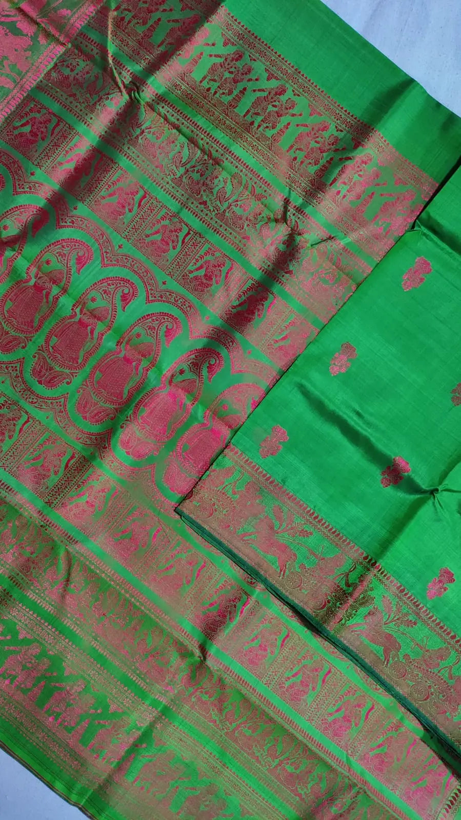 Baluchari saree of Bengal green colour 