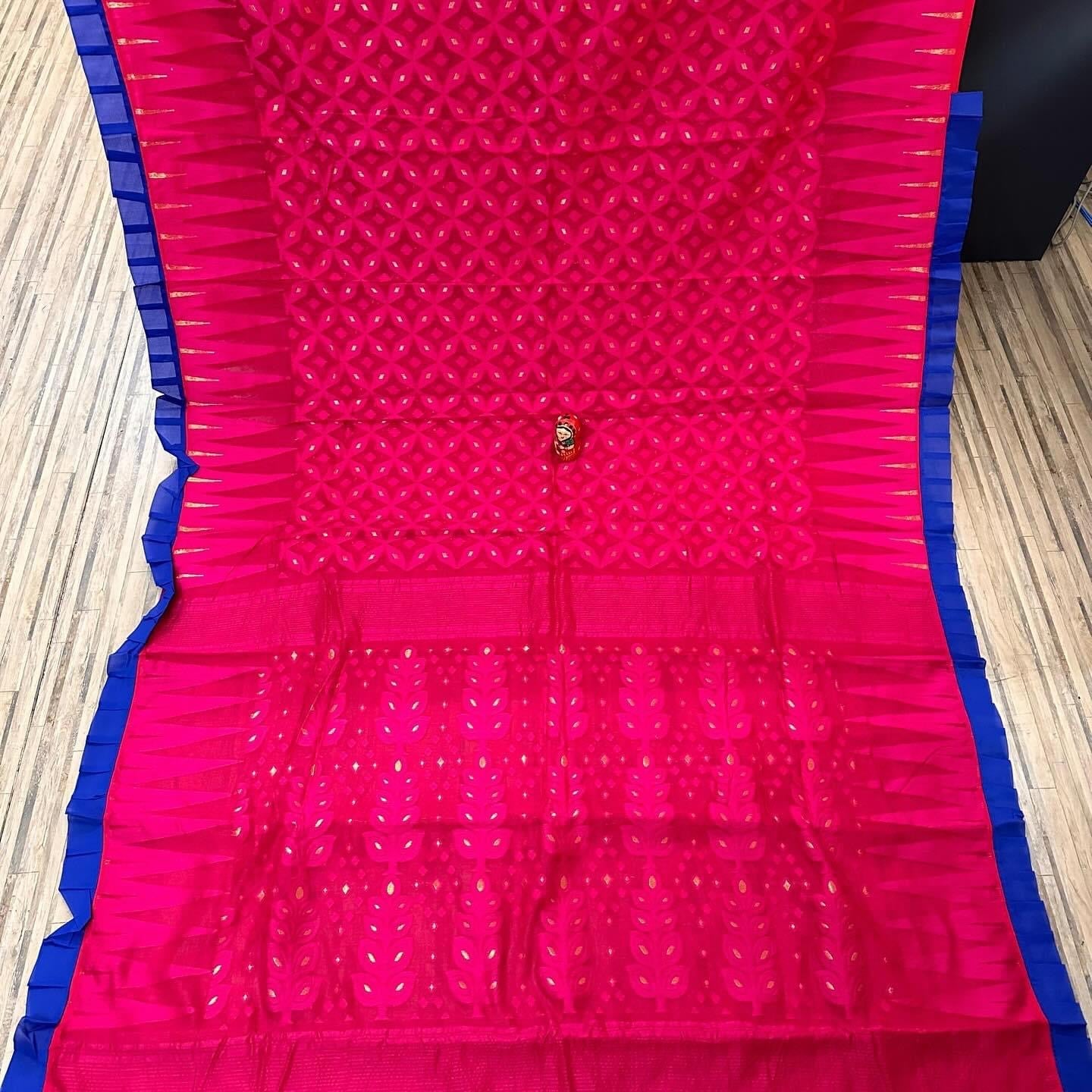 Frill bengal soft resham dhakai jamdani - Rani