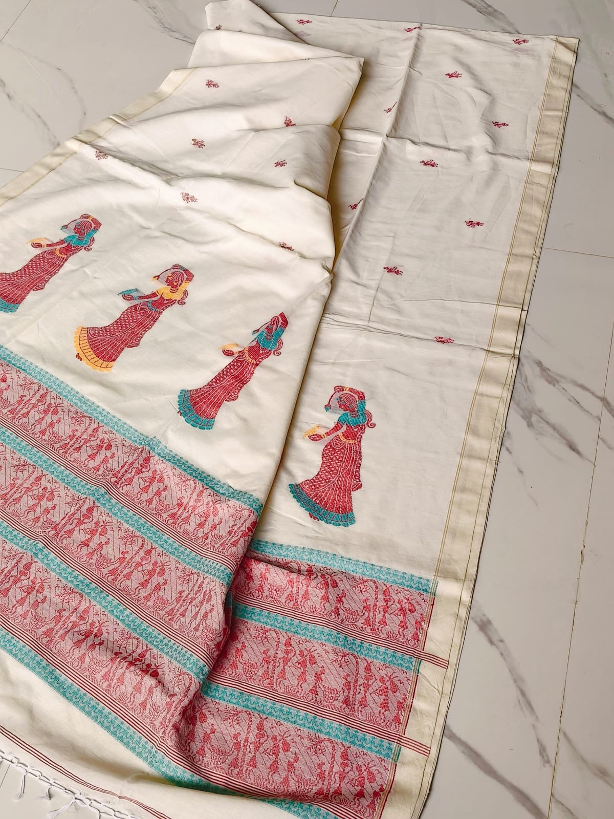 Cotton jamdani saree Baluchori motif