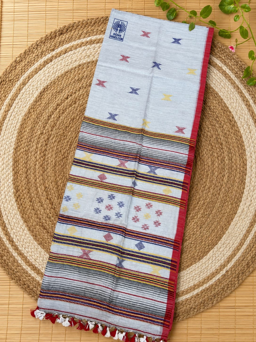 Cotton Tissue Bhujodi Saree with Motif Detail