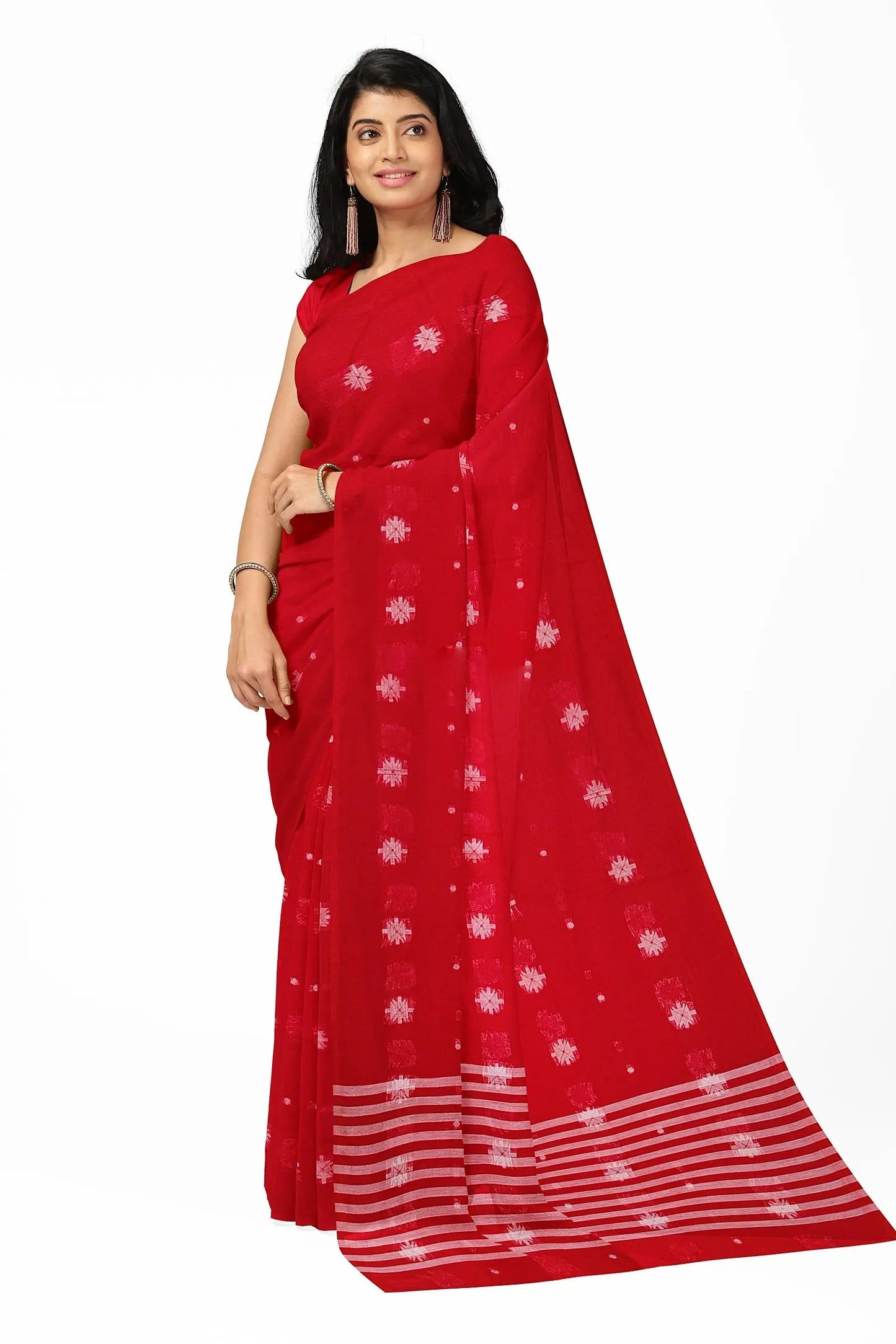 Khadi red saree Putul's fashion
