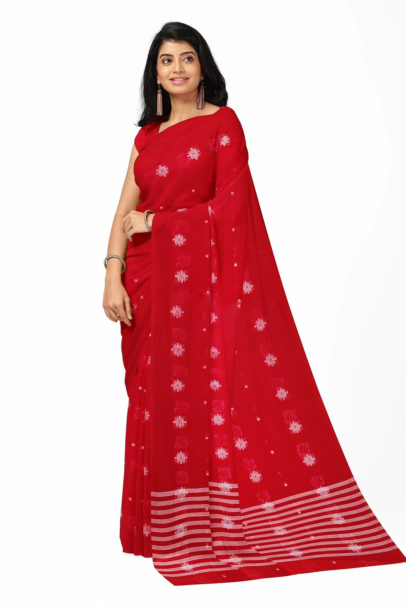 Khadi red saree Putul's fashion