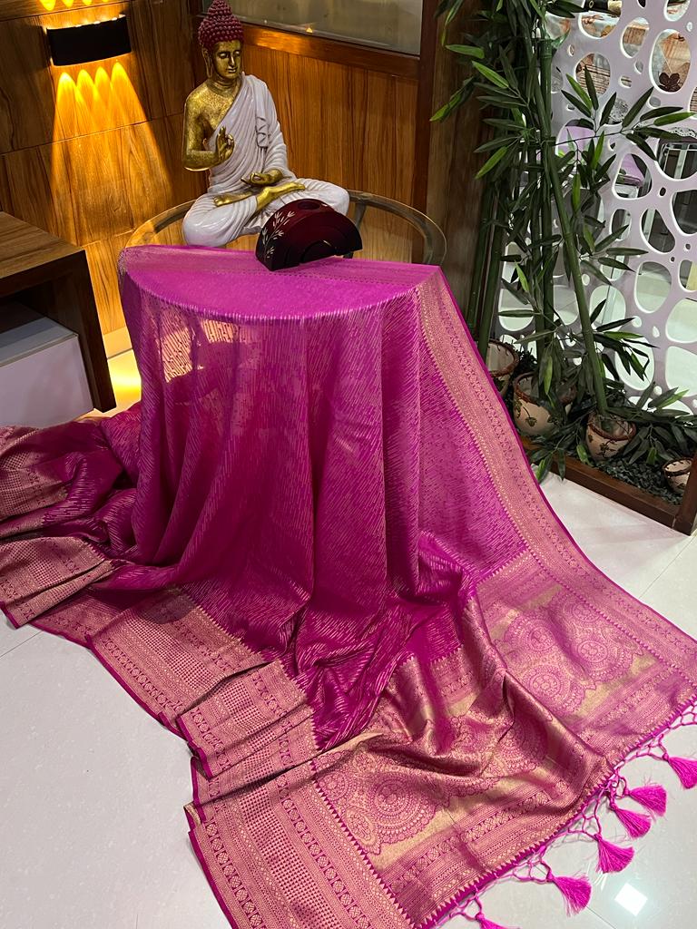Khadi silk saree with rim jhim weaving - Rani