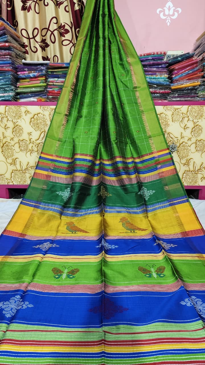 Bishnupur silk katan saree Berhampuri motif saree, weaved in Bengal, silk marked