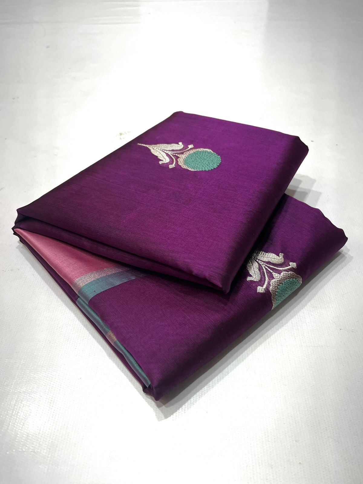 Wine coloured Kerala Pattu Tissue Saree with minakari kadwa butta Resham border and zari pallu