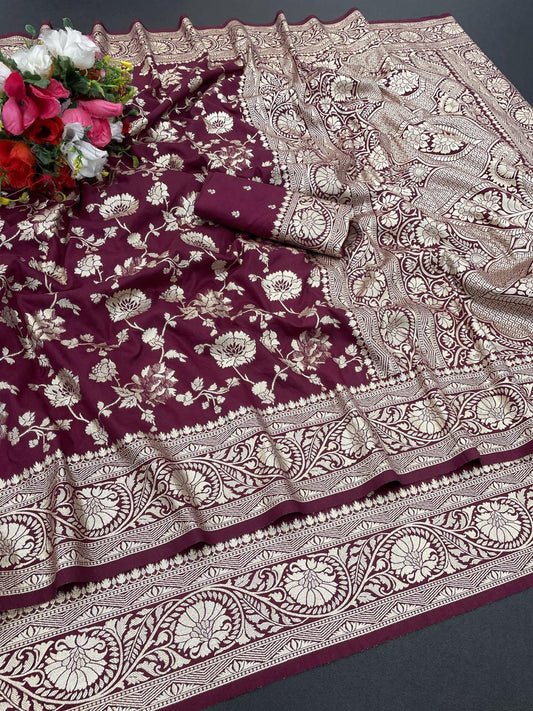 Soft dola silk saree - Maroon
