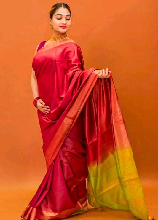 Zari border tussar silk