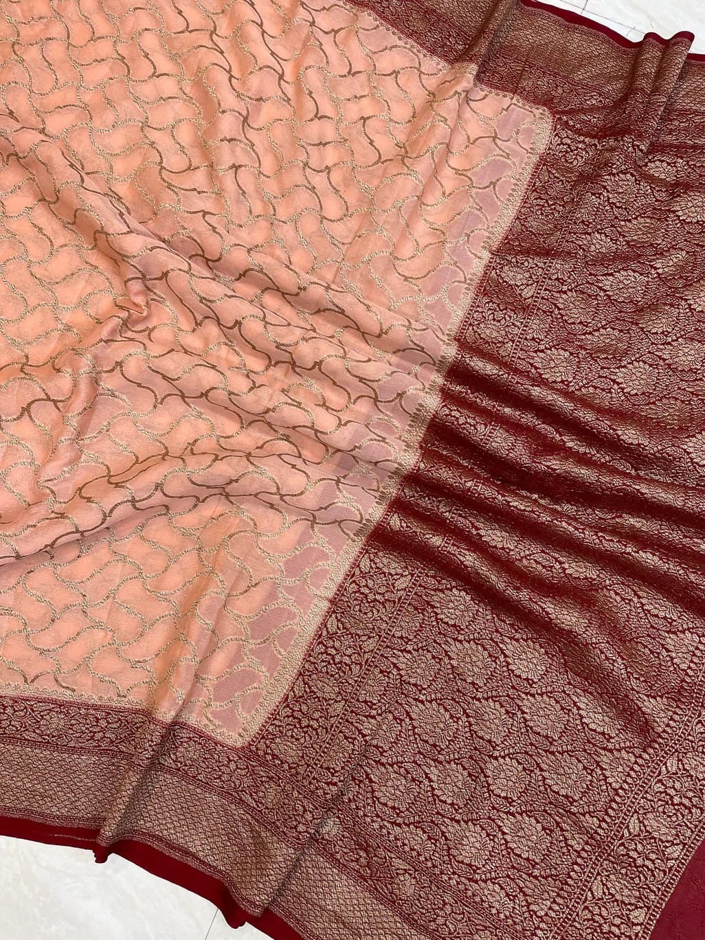 Semi georgette Banarasi silk saree - Banarasi Saree