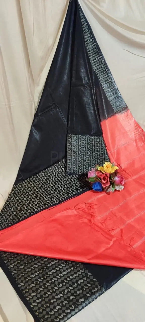 Semi tussar silk with dupion weaving on border Putul's Fashion