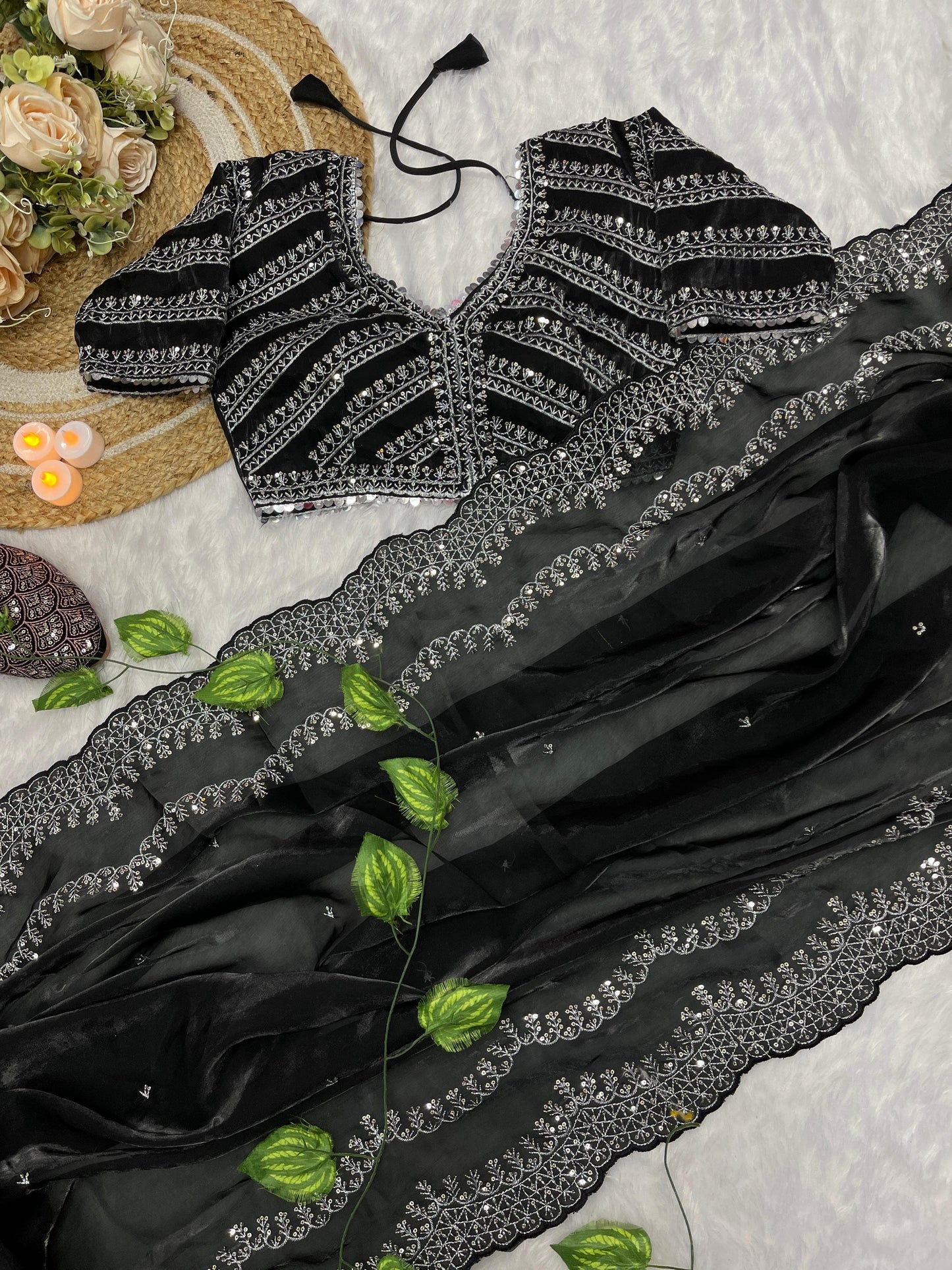 Jimmy Choo saree with stitched blouse of 38 inch - Zimmy