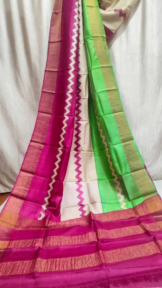 Zari border tussar silk Putul's fashion