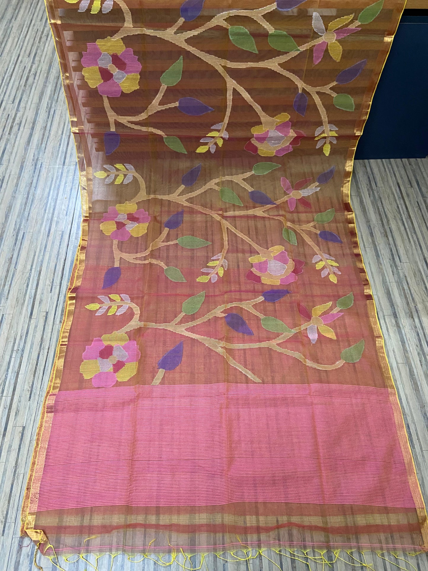 Handweaving muslin jamdani saree of Bengal