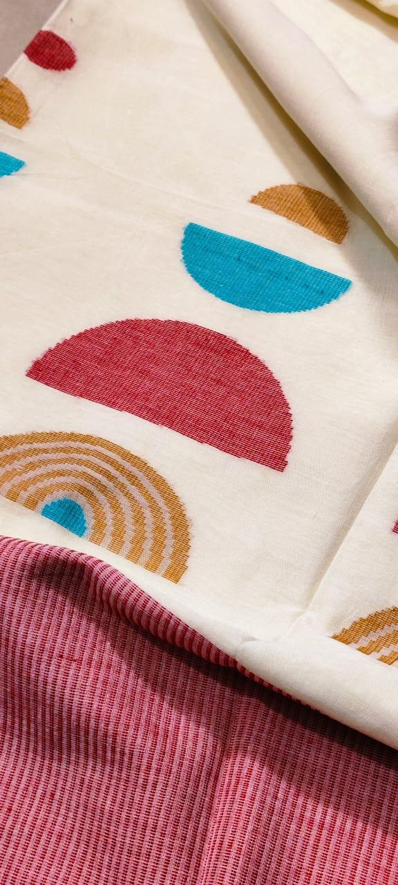 Premium quality cotton Jamdani saree for puja BP