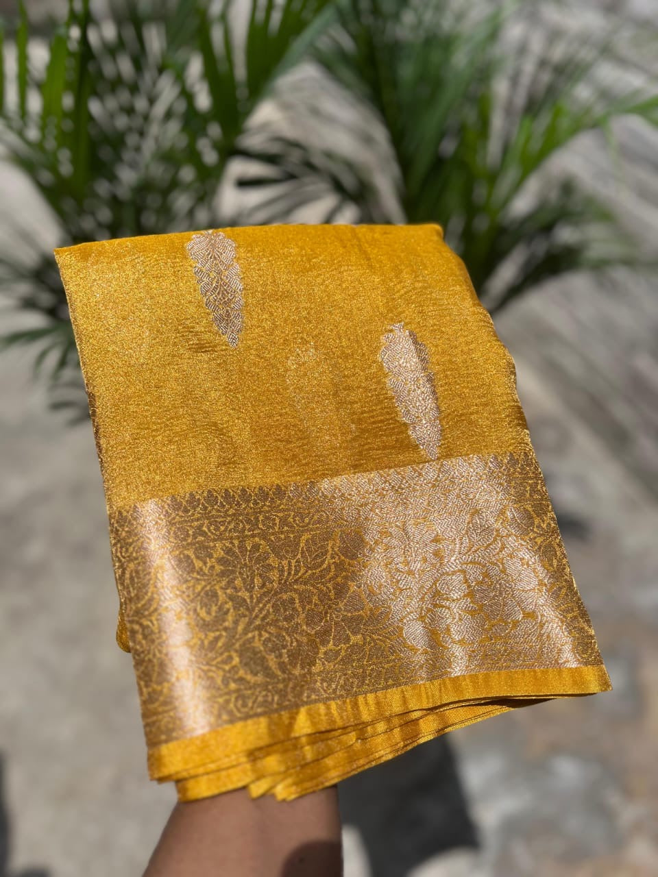 Dyeable crushed tissue silk banarasi saree - Tissue saree