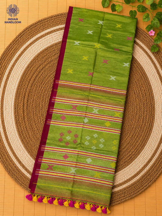 Cotton Tissue Bhujodi Saree with Motif Detail
