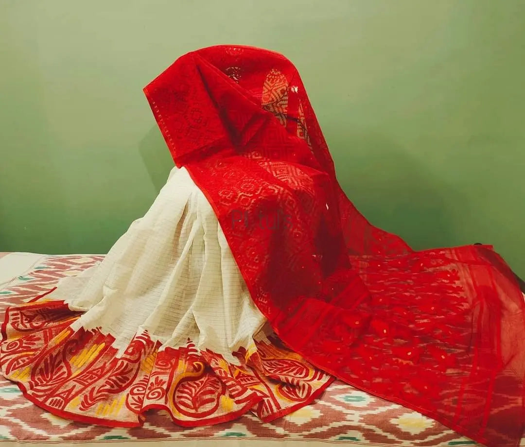 Handpaint Jamdani saree Putul's Fashion